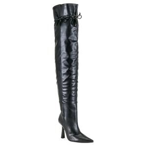 NEW Good American Black Carla Over the Knee Boots Womens Size 8 Black001